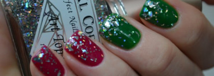 Двухцветный маникюр Jelly Sandwich с топом El Corazon Art Top Coat "Fireworks" №421/8