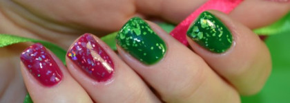 Двухцветный маникюр Jelly Sandwich с топом El Corazon Art Top Coat "Fireworks" №421/8