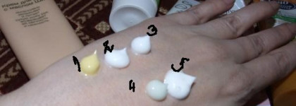 Бюджетные рабочие кремы или продукция марок "Сто рецептов красоты", "Ева" и "Гарньер"