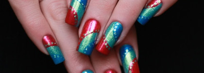 EL Corazon Active Bio-gel 423/573 "Magic sparkling seа" + nail-art