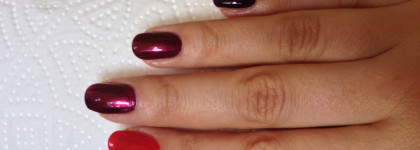 Мои лаки CND Vinylux оттенки masquerade #130  и  wildfire#158