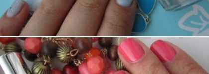 Два маникюра недели-нежность и яркость(Dance Legend fruity milk 647 и Faberlic Nail Polish 7708)