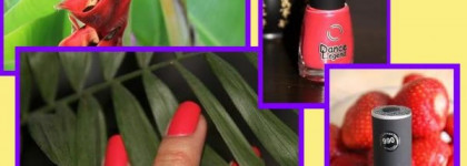 Красно-коралловый неон на моих ногтях