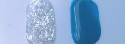 Блю Кюрасао со льдом Kleancolor 25 Beach blue + Sally Hansen Diamond Strength No chip nail color 150 Glass Slipper