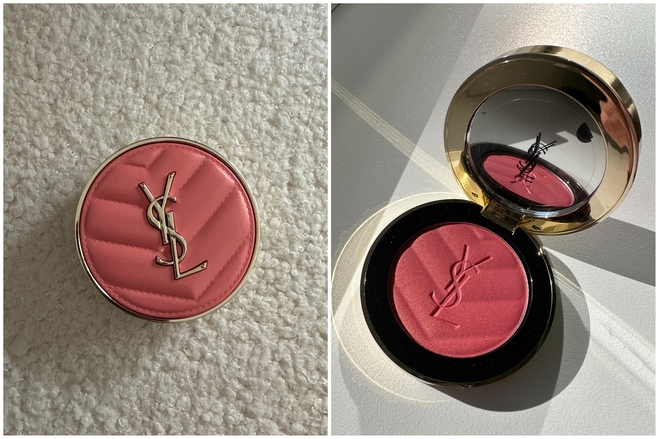 Румяна Yves Saint Laurent Make Me Blush Bold Blurring Blush снаружи и внутри