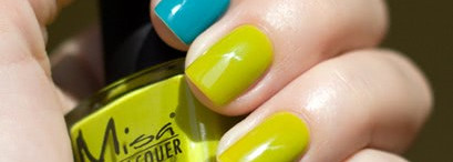 Морской маникюр с OPI "Fly" & Misa "Green With Envy"