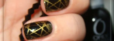 Маникюр "Золото на черном", c Orly Liquid Vinyl40484, Glitz40487, Konad m64