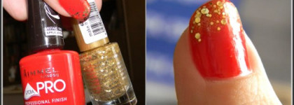 Дороже золота! Rimmel London Lycra Pro Professional Finish Nail Polish #319 Ruby me и Essence #67 Make It Golden