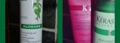 Любимые продукты для укладки волос - Kerastase Resistance Volumactive, Kerastase Chroma Protect Cream и сухой себорегулирующий шампунь с экстрактом крапивы Klorane