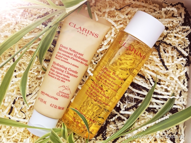 Clarins Hydrating Gentle Foaming Cleanser и Hydrating Toning Lotion - очищающий дуэт для нормальной и сухой кожи