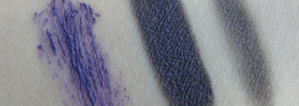 Неплохо спелись: Clarins Crayon Khol Long Lasting Eye Pencil with Brush 05 intense violet и Bourjois Volume Glamour Max Holidays 55 Purple mania