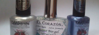 Серебро, васильки и хвост русалки, или Kaleidockope зеркальный лак #f-01, f-02 и El Corazon Active Bio-gel Color gel polish Souvenir eggs  #423/103