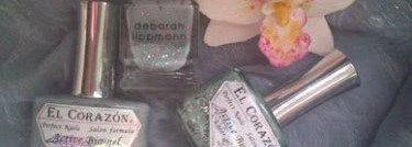 Стихия - воздух: El Corazon Active Bio-gel Color gel polish Souvenir eggs #423/105, 106, Dance Legend Fruity Milk #947 и Deborah Lippmann Glitter in the air