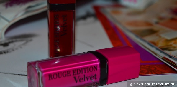 Bourjois Rouge Edition Velvet Lipstisk -Помада-флюид с устойчивым матовым эффектом в оттенках Grand Cru 08 и Pink Pong 06