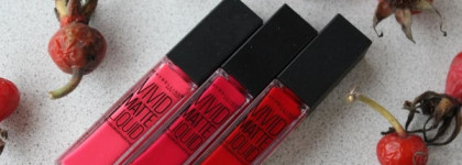 Помады Maybelline Vivid Matte Liquid by Color Sensational в оттенках №20 Coral Courage, № 30 Fuchsia Ecstasy, № 35 Rebel Red