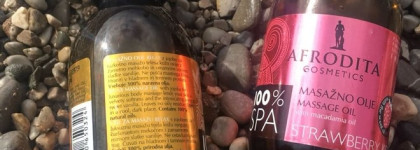 Afrodita cosmetics Massage Oil with macadamia oil Strawberry Kiss и Afrodita cosmetics Massage Oil with jojoba oil Relax