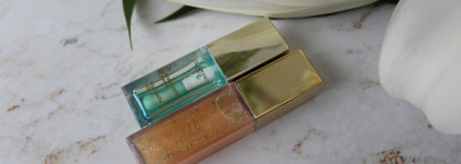 Essence The Glowin' Golds Caring Shimmer Lip Oil Ухаживающее масло для губ с блеском в оттенке №01 Heart Of Gold и сравнение с маслом Clarins Lip Comfort Oil