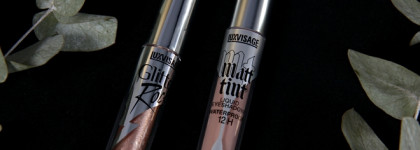 Жидкие тени Luxvisage - Matt Tint Liquid Eyeshadow Waterproof 12H в оттенке 102 Dusty Rose и Glitter Rock Liquid Eyeshadow в оттенке 303 Pink Quartz