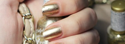 Золотой запас: Sally Hansen Xtreme wear 485 Golden-I и Essence Colour & go Make it golden