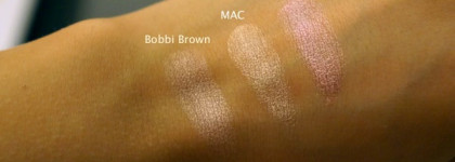 Сравнение кремовых теней Bobbi Brown Long-wear Cream Shadow Beach Honey, Mac Paint Pot Bare Study и Maybelline Pink Gold