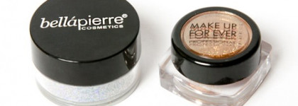 Блестящие тени Make up for ever Diamond Powder и Bellapierre оттенок Spectra