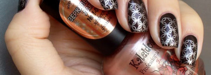 Лунно-шоколадный маникюр с новой большой плитой NK03