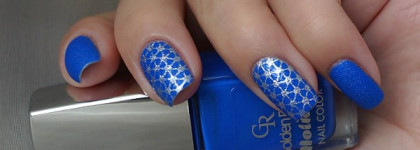 Синий "песок" Golden Rose Holiday #61 и стемпинг