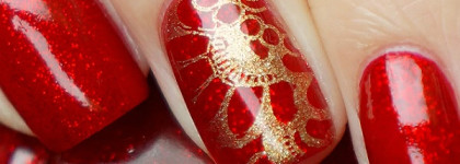 China Glaze Ruby Pumps и стемпинг с Sunny Apple SA-02