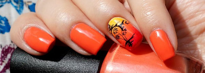 Маникюр "Закат на тропическом острове" с OPI Toucan Do It If You Try и плиткой Sunny Apple SA-08