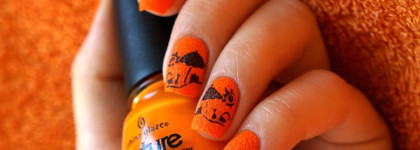 Оранжевое настроение с China Glaze Texture Toe-tally textured и стемпинг Sunny Apple SA-29