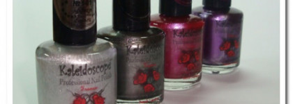 Kaleidoscope Зеркальные лаки № f-05, f-14, f-01, f-11. Идеальные лаки для стемпинга