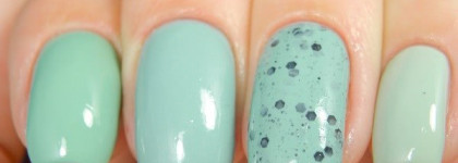 Многоцветный мятный маникюр