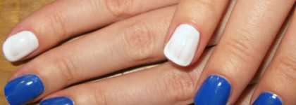 "Ромашковое" настроение с лаками Yves Saint Laurent La Laque Couture N 18 Bleu Majorelle и Essie Blanc