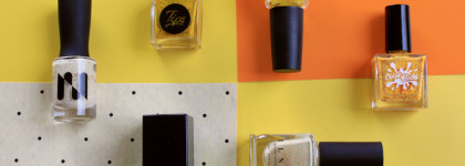 Шесть желтых лаков с красными крапинками, специально для палитры Эндрю Маккарти