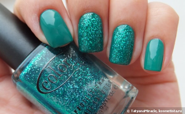 Маникюр в бирюзовых тонах с Color Club #899 Untamed Luxury & Golden Rose Color Expert #55