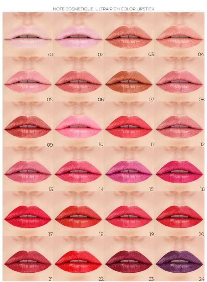 Официальная палитра оттенков NOTE Ultra rich colour
