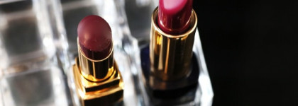 Chanel Rouge Coco Shine Hydrating Sheer Lipshine #96 Aura, Estee Lauder Pure Color Envy Sculpting Lipstick #450 Insolent Plum