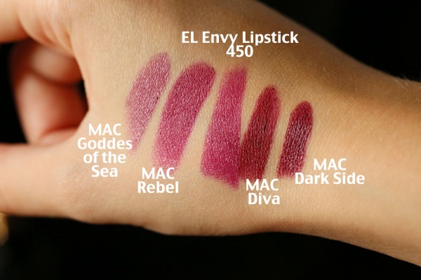 Chanel Rouge Coco Shine Hydrating Sheer Lipshine #96 Aura, Estee Lauder Pure Color Envy Sculpting Lipstick #450 Insolent Plum