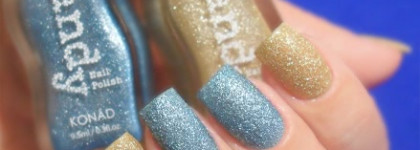 Konad Sandy Polish: Refined Blue + Cloudy Gold
