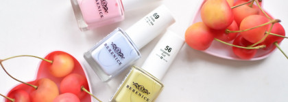 Неосенние пастели Berenice Oxygen Nail Lacquer Baby pink, Bergamot Fruit, Siesta at the sea и белый горошек Dance Legend Top Domino White