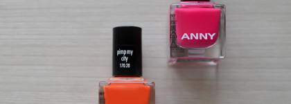 Яркая палитра июня - многоцветные маникюры с лаками Anny: Pool Party, Stormy Blue, Naked Venus, Pimp My City, Midtown Skyline, Poppy Pink