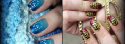 Градиент тигр и медвежонок... или как использовать лаки которые не носишь