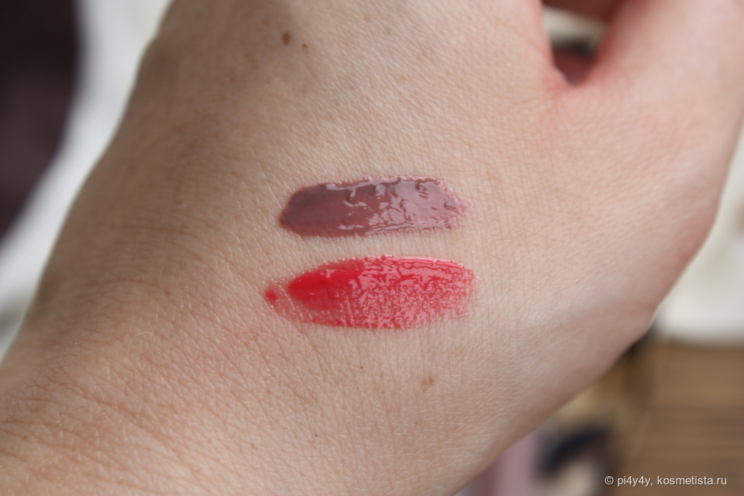 Вверху: Colourpop Ultra Glossy Lip #Finders Keepers creme. Внизу: Guerlain Gloss d’Enfer #468