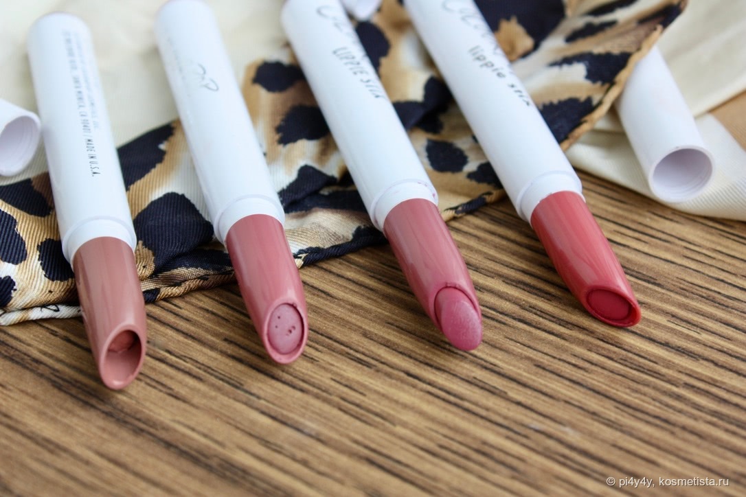 Colourpop Lippie Stix. Оттенки слева направо: Aquarius - Lumiere - Contempo - After Shock