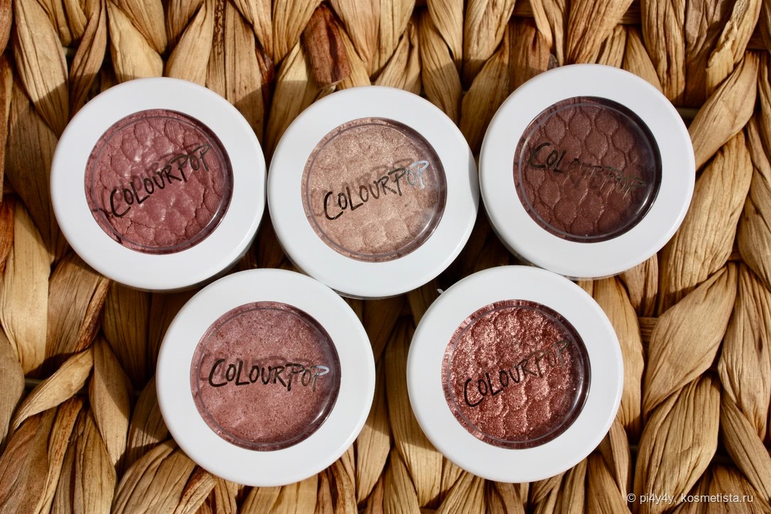Colourpop Super Shock Shadows. Слева направо, верхний ряд: Brady - Truth - Bandit; нижний ряд: Wattles - Sequin