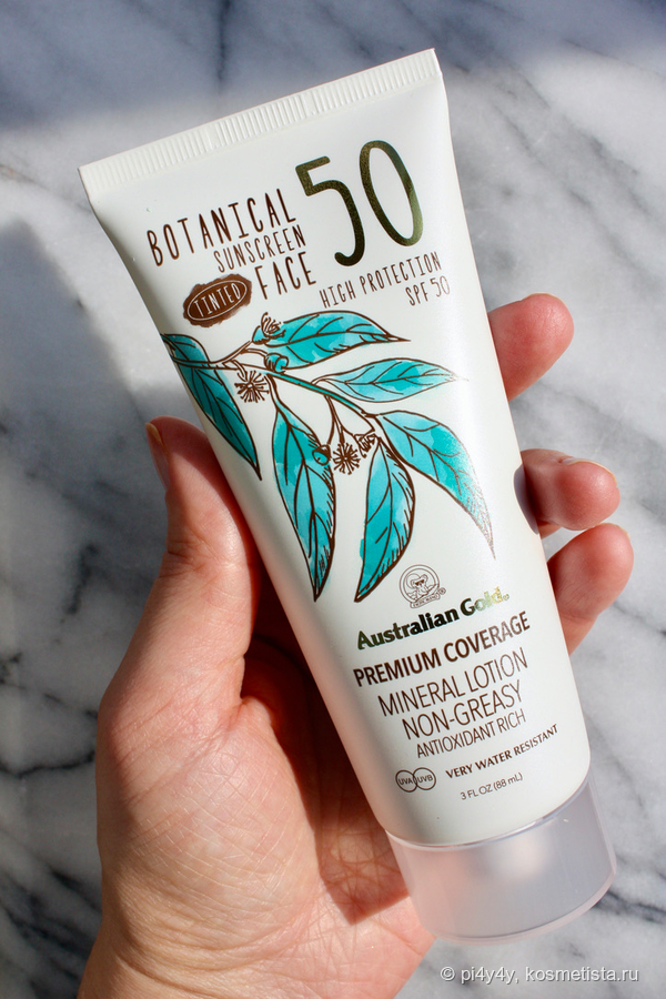 Australian Gold Botanical Sunscreen SPF 50 Tinted Face Mineral Lotion