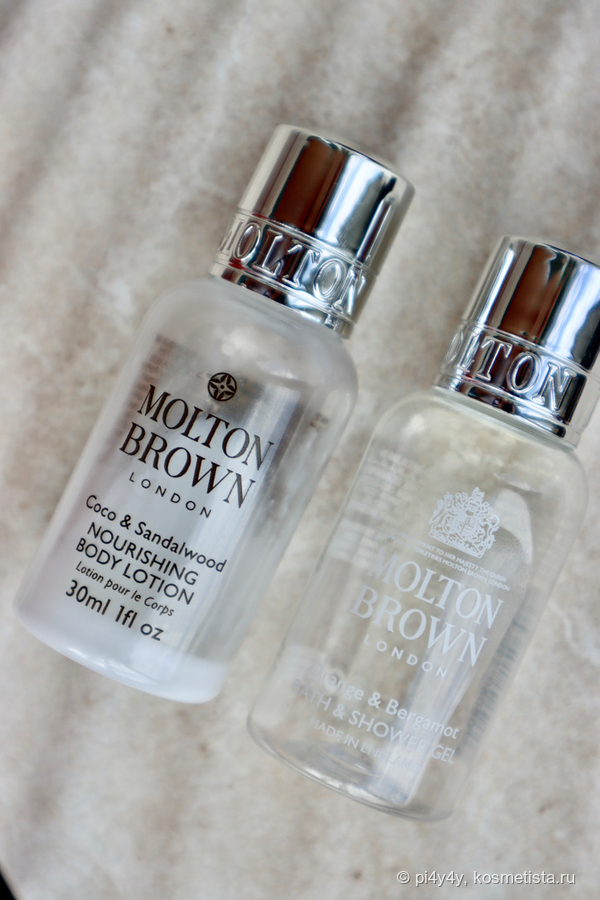 Molton Brown Coco & Sandalwood Nourishing Body Lotion и Molton Brown Orange & Bergamot Bath & Shower Gel