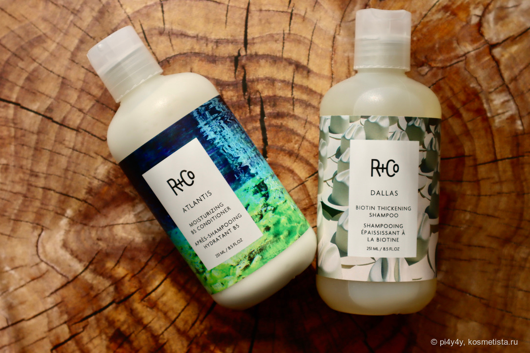 R+Co Atlantis Moisturizing B5 Conditioner и R+Co Dallas Biotin Thickening Shampoo