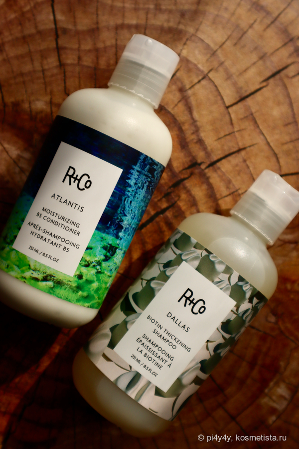 R+Co Atlantis Moisturizing B5 Conditioner и R+Co Dallas Biotin Thickening Shampoo