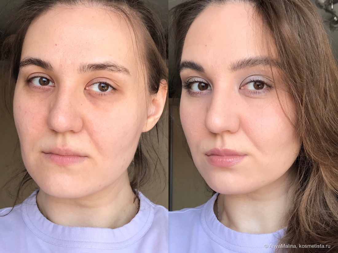 До и после макияжа с продктами из обзора